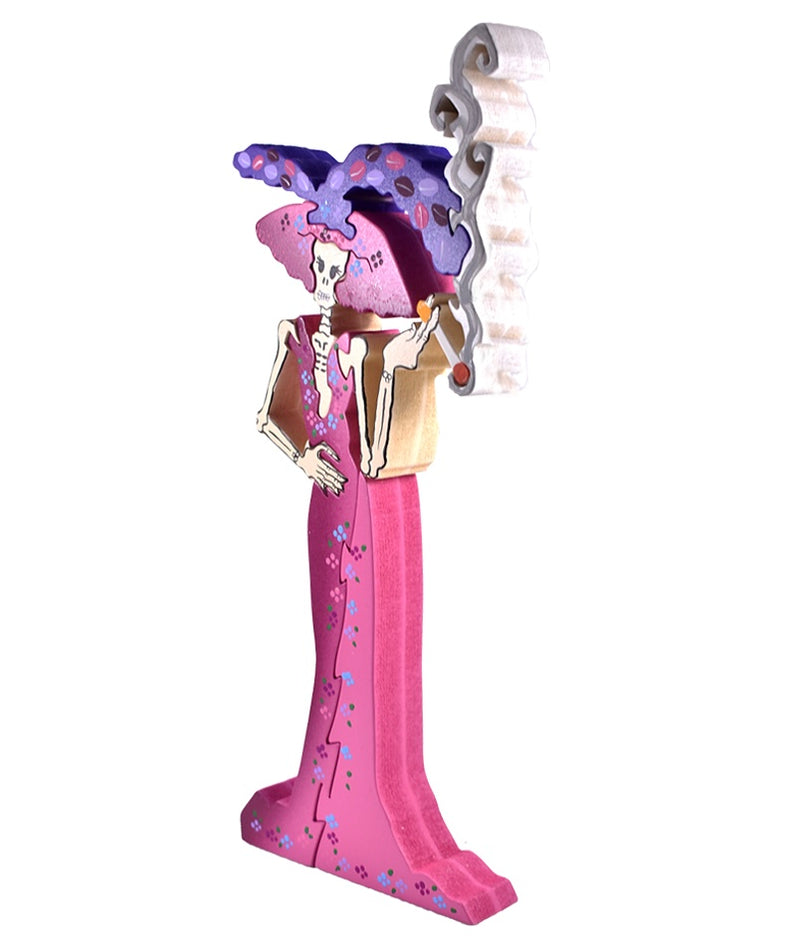 Catrina fumando  rosa