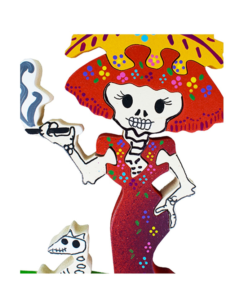 Catrina fumando con perro Arte Popular Chico